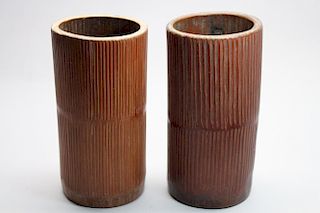 Pair of Antique Chinese Bamboo Brush Pots