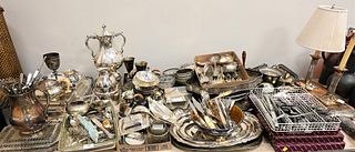 Large Group of Silverplate, to include trays, serving pieces, flatware, etc.
