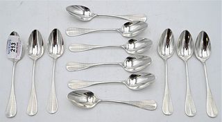 Set of 12 Emile Puiforcat Sterling Silver Teaspoons, length 5 1/2 inches, 8.7 t.oz.