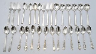 Group of Sterling Silver, to include a set of six medallion spoons, partial flatware set, etc., 28 t.oz.