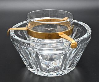 Baccarat Caviar Set, having caviar bowl suspended over large basin, height 4 1/2 inches, diameter 7 inches.