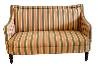 George Smith Upholstered Sofa, on turned legs, original upholstery, height 33 inches, 57 inches.