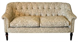 George Smith Custom Upholstered Sofa, having tufted back, height 33 inches, length 70 inches.