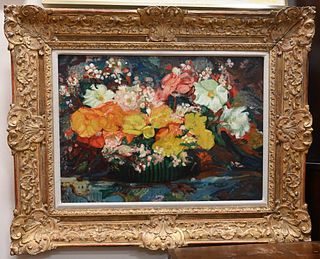 After Pierre Bonnard (1867 - 1947), still life with flowers, unsigned, oil on relined canvas, gallery number and Christie's tag on back, 19th century 