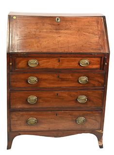 George III Mahogany Slant Front Desk, circa 1800, height 41 inches, width 30 inches.