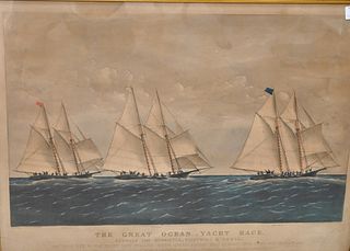 Currier & Ives, "The Great Ocean Yacht Race", lithograph, 21 1/4 x 29 3/4 inches.