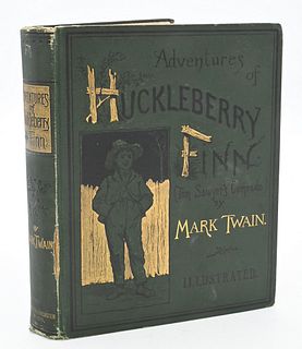 First Edition Adventures of Huckleberry Finn Tom Sawyer's Comrade, by Mark Twain, hardcover book, circa 1885, Provenance: Fifty Year Personal Collecti