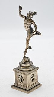 French Silver Figure of Mercury, after Giambologna, marked Tiffany & Company, Paris, height 8 inches.