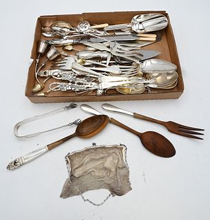 Group of Silver, to include Georg Jensen sterling serving pieces, sterling serving spoons and forks, demitasse spoons; along with a Whiting sterling m