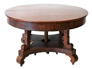 Victorian Round Mahogany Pedestal Table, height 29 inches, diameter 52 inches.