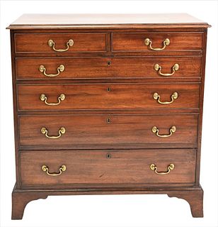 George III Mahogany Two-Over-Four Chest, circa 1760, height 37 inches, width 36 inches.