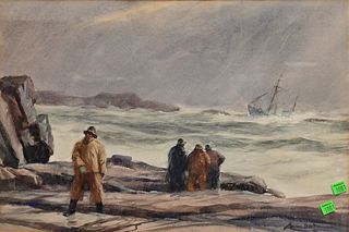 Gordon Hope Grant (1875 - 1962), stormy seacoast, watercolor, signed lower right Gordon Grant, sight size 14 x 21 inches, Provenance: Estate of James 