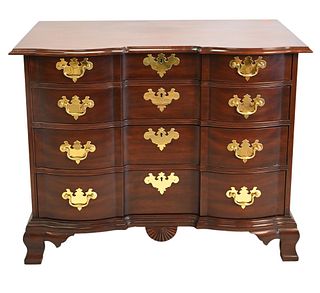 Henkel Harris Mahogany Block Front Chest, having four drawers, height 31 inches, case width 36 inches.