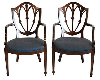 Pair of Federal Style Armchairs, Provenance: Connecticut Personal Collection of American Antiques and Oriental Rugs.