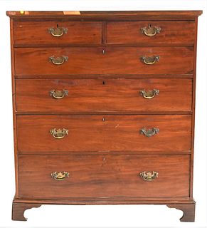 George III Mahogany Tall Chest, 18th century, height 51 inches, top 22 x 45 inches.