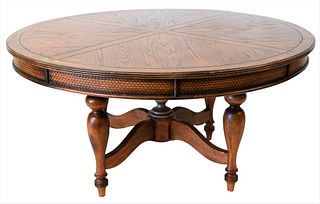 Round Oak Contemporary Dining Table, height 29 1/2 inches, diameter 60 inches, Provenance: The Estate of Ed Brenner, Short Hills, New Jersey.