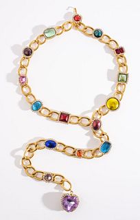 Chanel Gold-Tone and Faux Jewel Link Belt