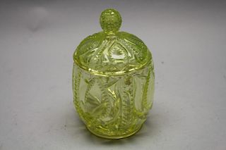 Canary Yellow Vaseline Covered Candy Dish