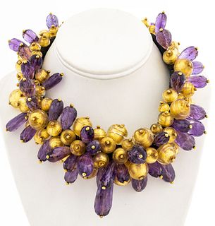 Lotus Arts de Vivre 18K Amethyst & Glass Necklace