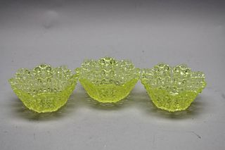 (3) Canary Yellow Vaseline Finger Bowls