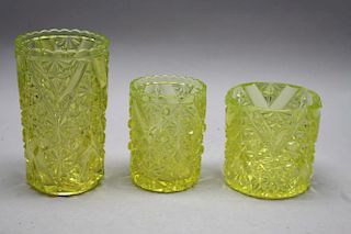 (3) Assorted Canary Yellow Vaseline Cups