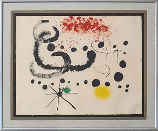 Joan Miro Modernist Color Lithograph, Ed. of 15