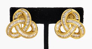 Vintage 14K Yellow Gold Diamond Clip Earrings