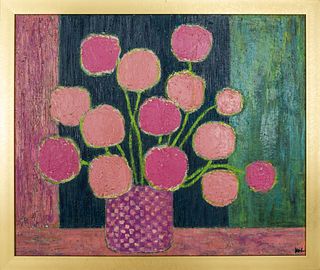 Kayo Lennar Flower Still Life Acrylic on Canvas