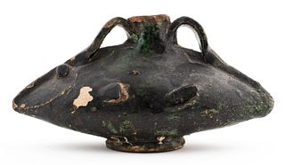 Ancient Roman Green Glazed Pottery Vessel
