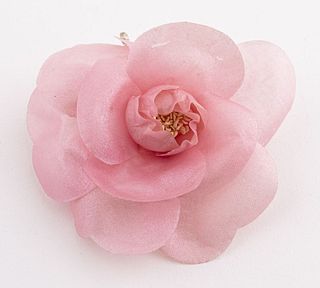 Vintage Chanel Pink Camellia Flower Brooch