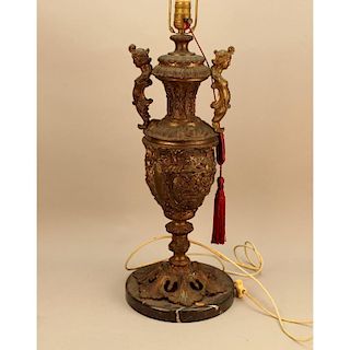 20th C. Figural Bronze Lamp