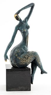 Milo Signed Modern Figural Bronze Sculpture
