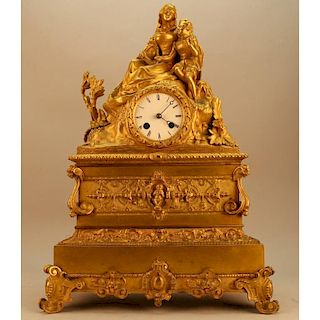 Large Gilt Bronze French Empire Clock