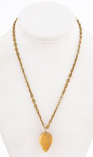 18K oval double eye link chain with 14K loupe
