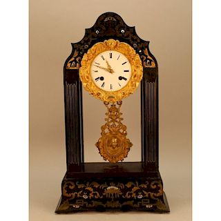 19th C. French Empire Boulle Inlaid Mantel Clock