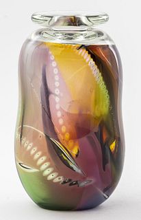 Postmodern Studio Art Glass Bottle Vase
