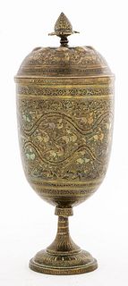Indo-Persian Brass Urn with Lid