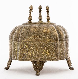 Indo-Persian Brass Box with Lid