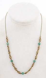 Vintage 14K Yellow Gold Amazonite Bead Necklace