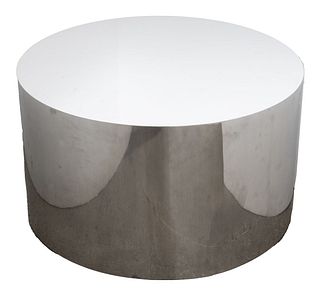 Baughman Attr. Chromed Metal Drum Cocktail table
