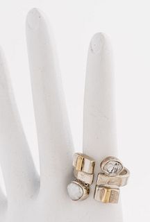 Lilly Barrack Silver / 14K Gold Quartz Pearl Ring