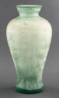 Tall Crystalline Glass Baluster Vase