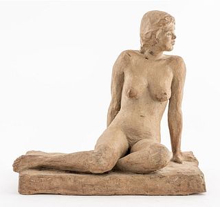 Clay Sculpture of a Seated Nude