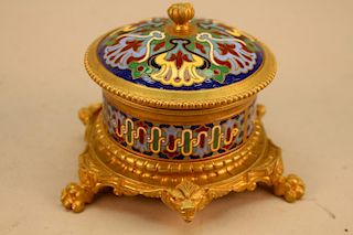 Exceptional Antique Footed French Champleve Box
