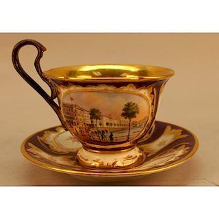 19th C. French Gilt Porcelain Cup & Saucer