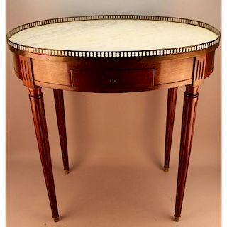 19th C. French Oval Marble-Top Bouillotte Table