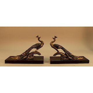 Art Deco Style Mixed Metal Bookends