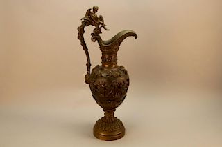 19th Century French Bronze Cherubic Ewer