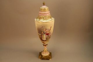 Large Signed 19th C. Sevres Jewelled Urn
