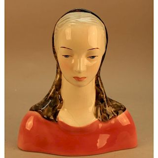 Art Deco Goldscheider Ceramic Bust of a Woman